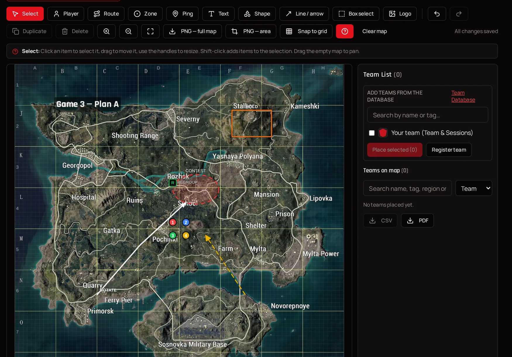 Real editor screenshot — demo team, made-up players.
